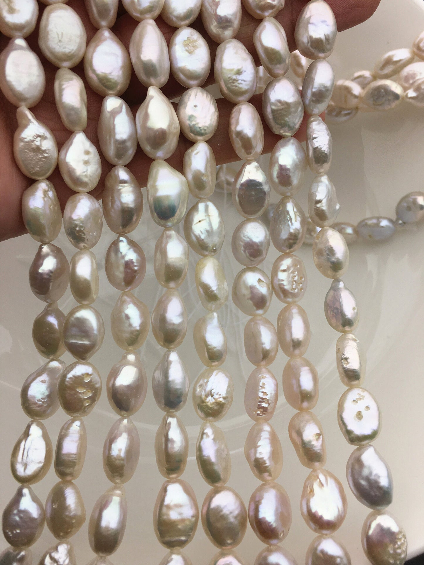 AA 9-11mm White ellipse Freshwater Pearl,ZS-119-9