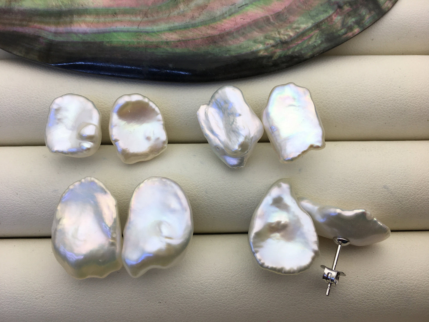 Rare!AAA 10/11/12/13/14/15mm BIG white Natural Long keshi Freshwater Pearl Stud Earrings,Stud Earrings for Women Girls,SE3-062