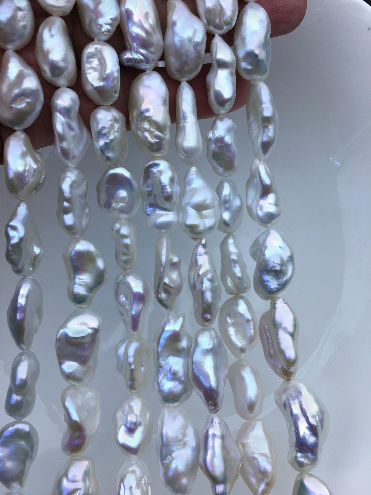 AA+ 11-13mm White thick long keshi Freshwater Pearl,ZS-200-32