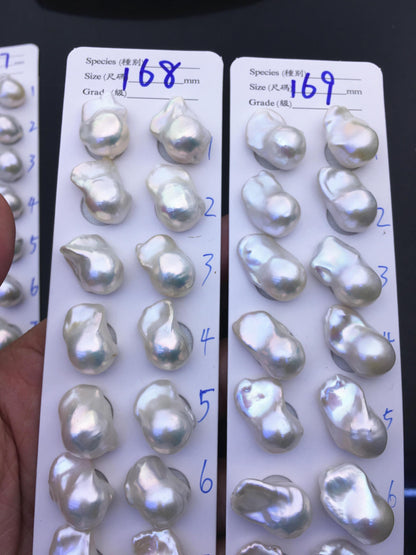 AAA 13-15x18-22mm White Flame ball Pearl Pairs - large Baroque freshwater pearl pairs,top half hole,FL15-3A-8-69