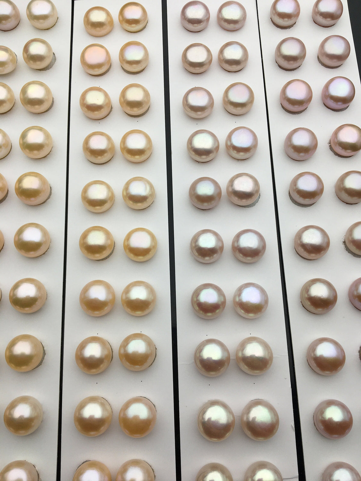 AAA 11-11.5mm Pink/Purple button Round freshwater pearls pair,BTN11-4A-1-5