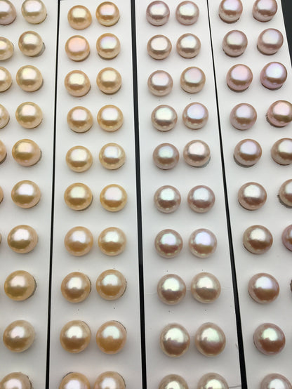 AAA 11-11.5mm Pink/Purple button Round freshwater pearls pair,BTN11-4A-1-5