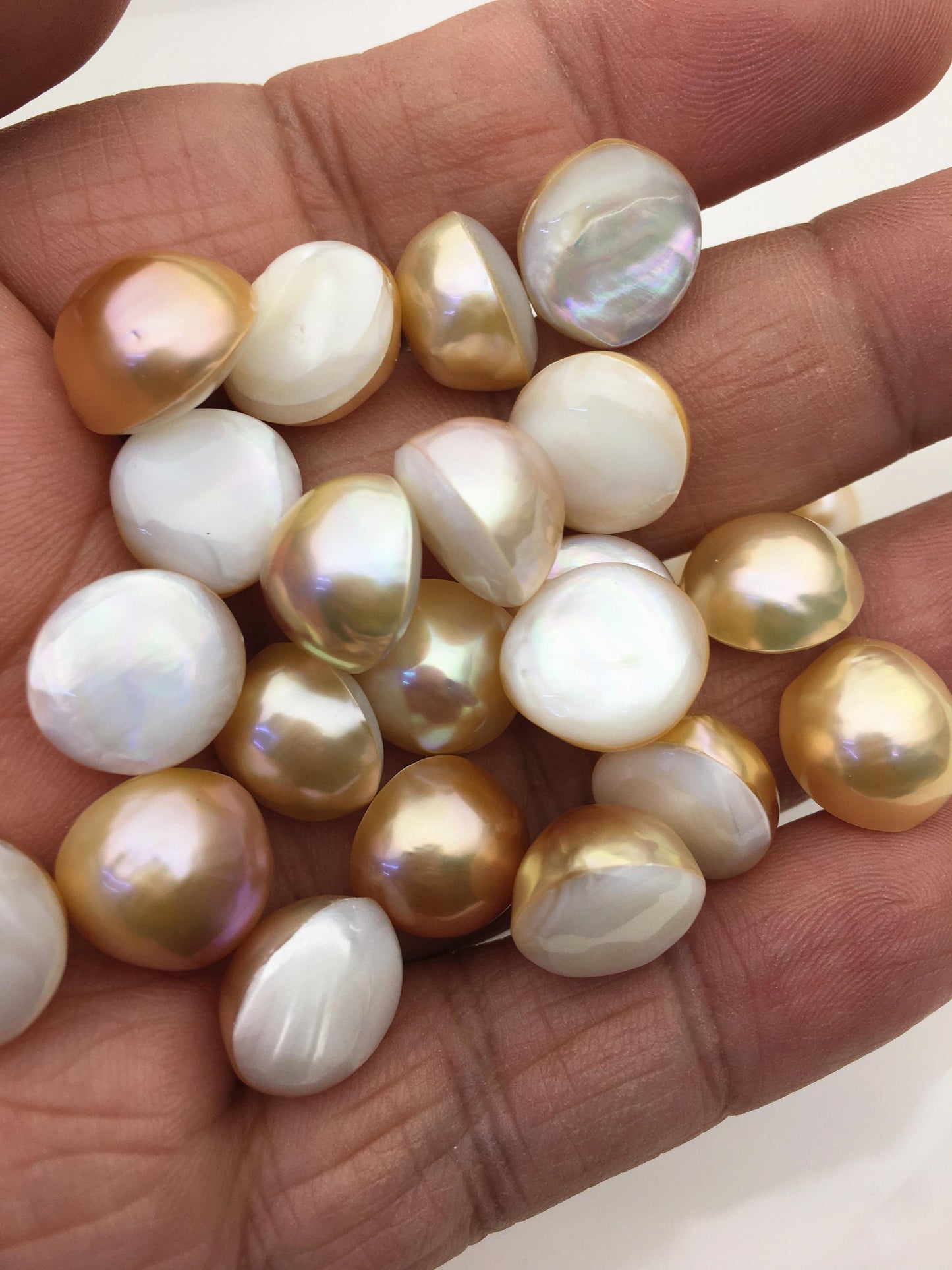 10pcs AAA 12-13mm Natural Orange Rainbow Baroque Mabe Natural Rainbow Freshwater Pearls,no hole,MB-T43