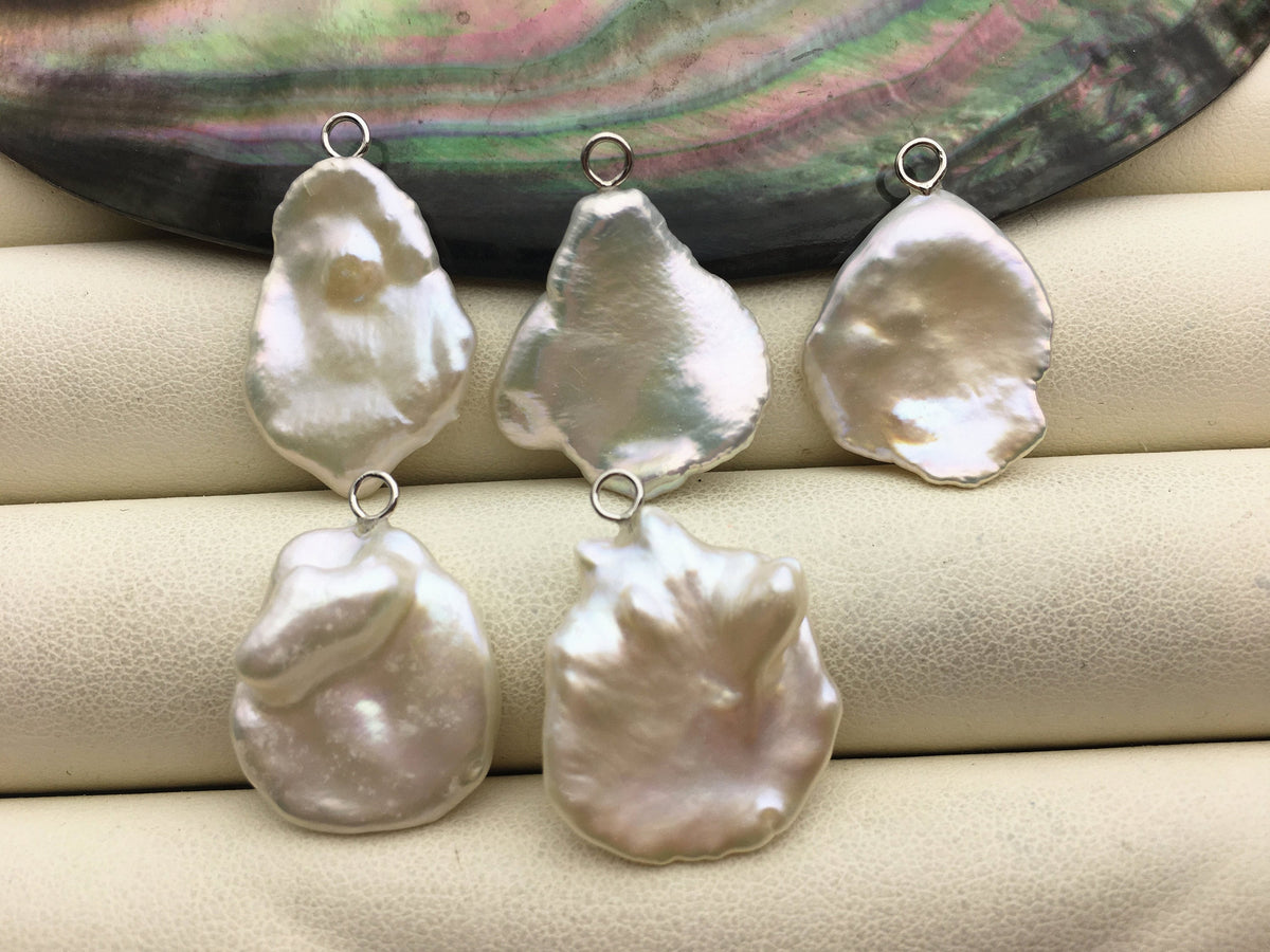 1pc AAA 15-17mm White Keshi freshwater pearl pendant,sterling silver,NC1-T55