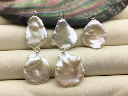 1pc AAA 15-17mm White Keshi freshwater pearl pendant,sterling silver,NC1-T55