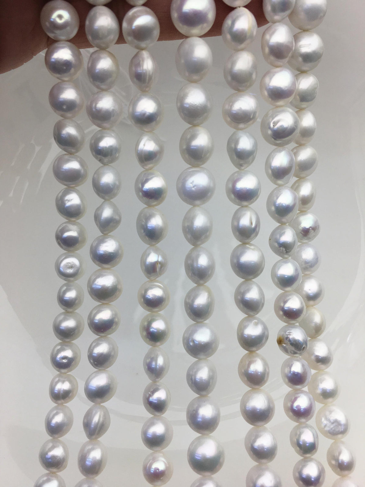 AA 7.7-9mm white button round freshwater pearls,White Rondelle pearl Beads,SM8-T3