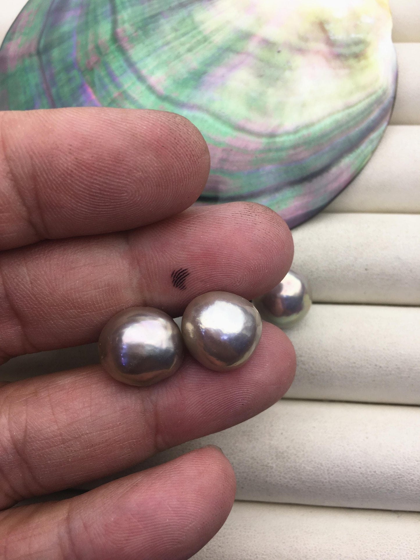 1 pair AAA 12-13mm Gray Mabe Half Ball Freshwater Pearl stud earrings,SE3-022-4