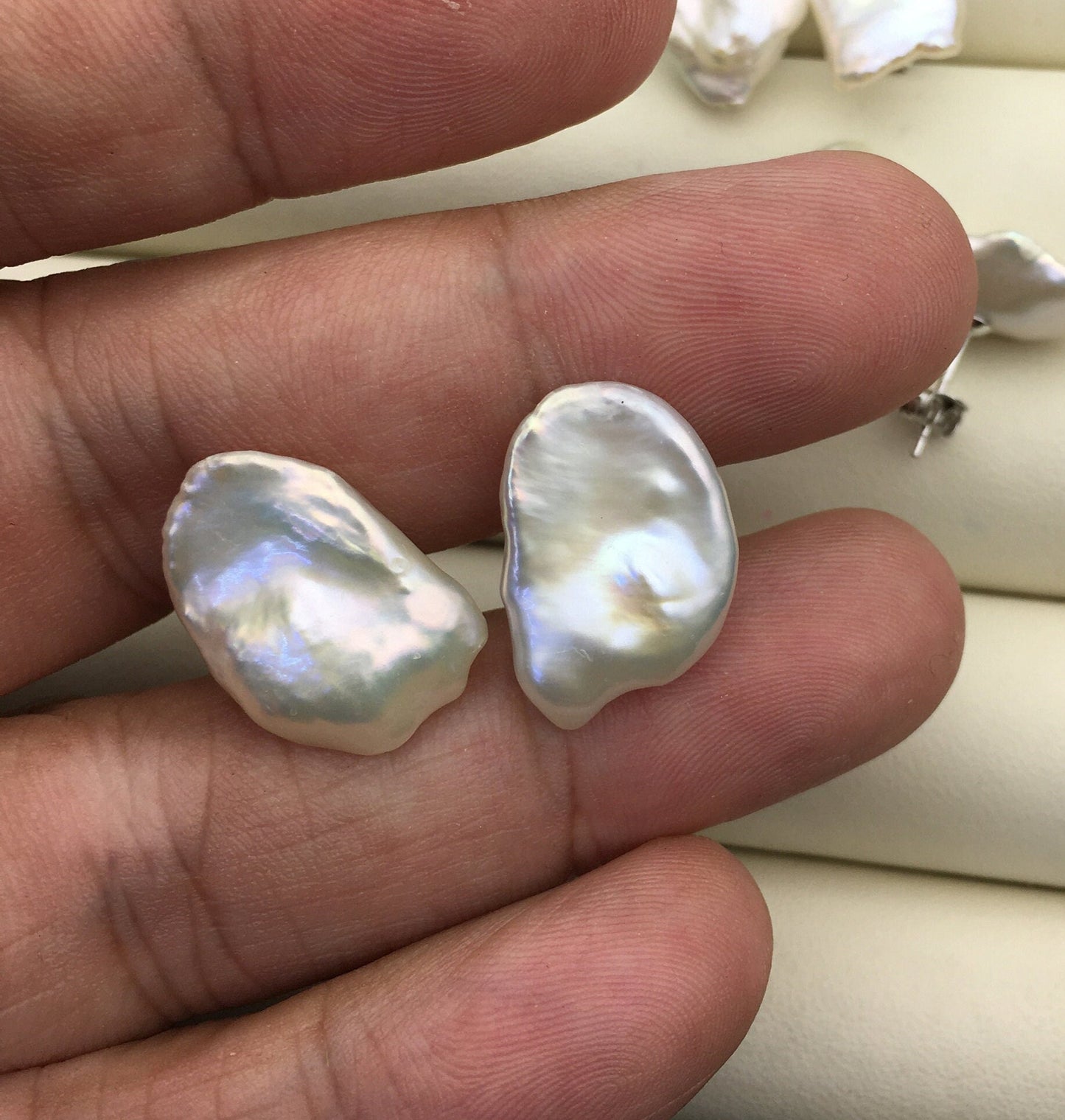 Rare!AAA 10/11/12/13/14/15mm BIG white Natural Long keshi Freshwater Pearl Stud Earrings,Stud Earrings for Women Girls,SE3-062