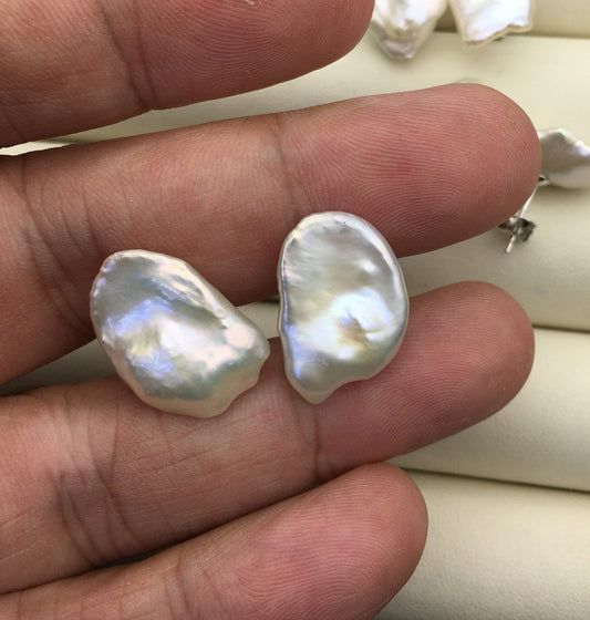 Rare!AAA 10/11/12/13/14/15mm BIG white Natural Long keshi Freshwater Pearl Stud Earrings,Stud Earrings for Women Girls,SE3-062