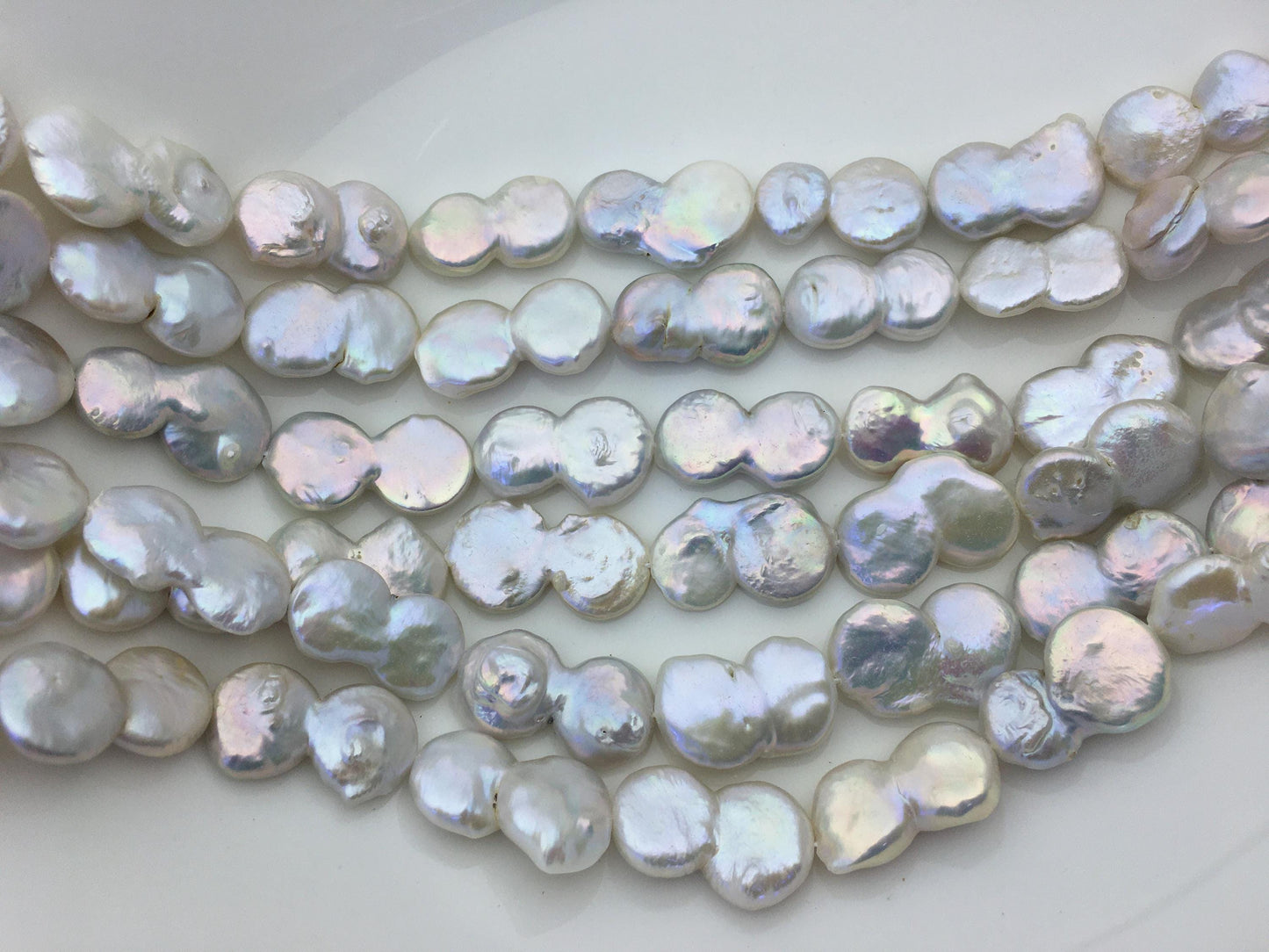 16'' AA+ 12-15mm White Big Coin freshwater pearls,diy bead,flat round pearl bead,COIN12-2A-2-4