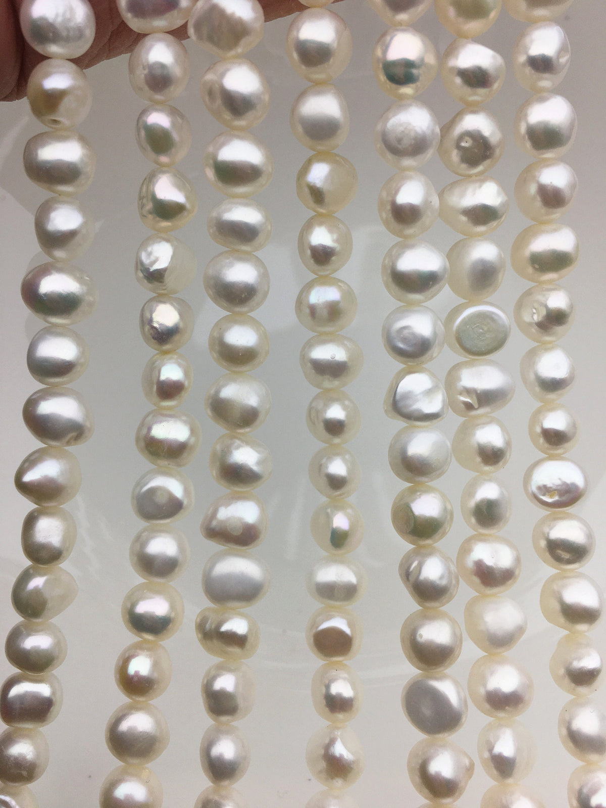 AA+ 7.3-8x8-10mm white nugget freshwater pearls,white cultured freshwater nugget pearl bead string,LM8-3A-1