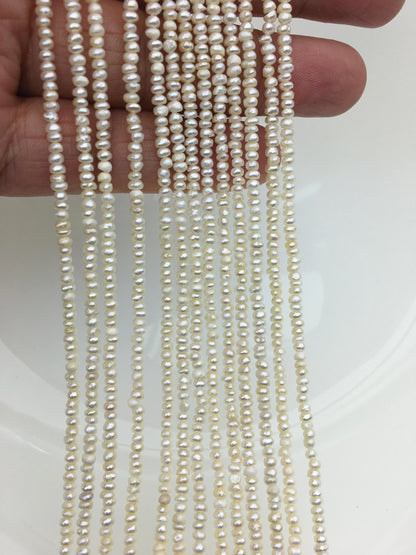 AA 2.5-3mm tiny white button round pearls,full strand,Rondelle pearl Beads,white freshwater pearl,loose strands,SM2-2A-3