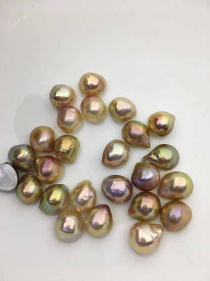 25pcs AAA 12-13mm wrinkled skin Baroque Teardrop Mabe Natural Rainbow Freshwater Pearls,no hole,MB-T18