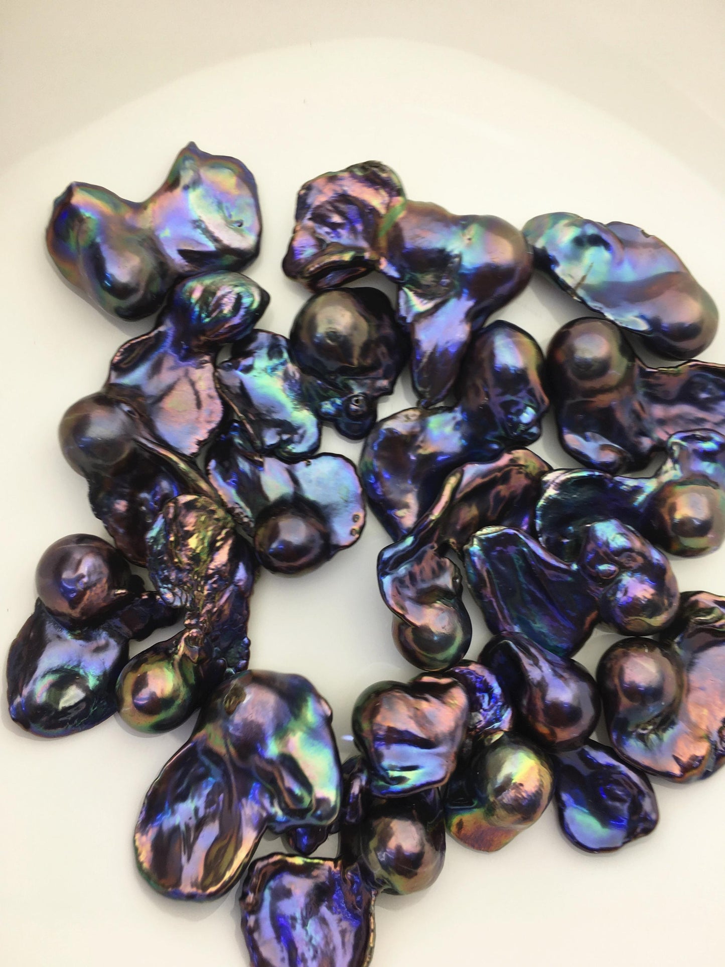 19pcs AAA- 16-22mm black blue rainbow flame ball pearl,no hole,FL15-T4-30