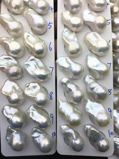1 pair AAA 13-18x20-28mm White Flame ball Pearl Pairs-0.9mm top half hole-large Baroque freshwater pearl pairs,Fire Ball Pearl,FL15-3A-8-41