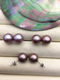 1 pair AAA 11-12mm purple round edison pearl stud earrings,S925 Sterling Sliver stud earrings,wedding pearl earrings,SE3-T9-65