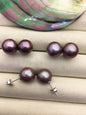 1 pair AAA 12-13mm natural deep purple edison round pearl stud earrings,SE3-T9-44