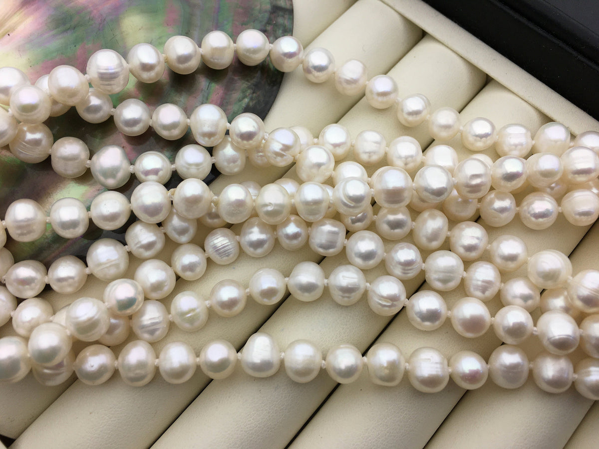 58'' 8mm white potato Freshwater Pearl Necklace,NPN1-049