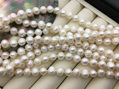 58'' 8mm white potato Freshwater Pearl Necklace,NPN1-049