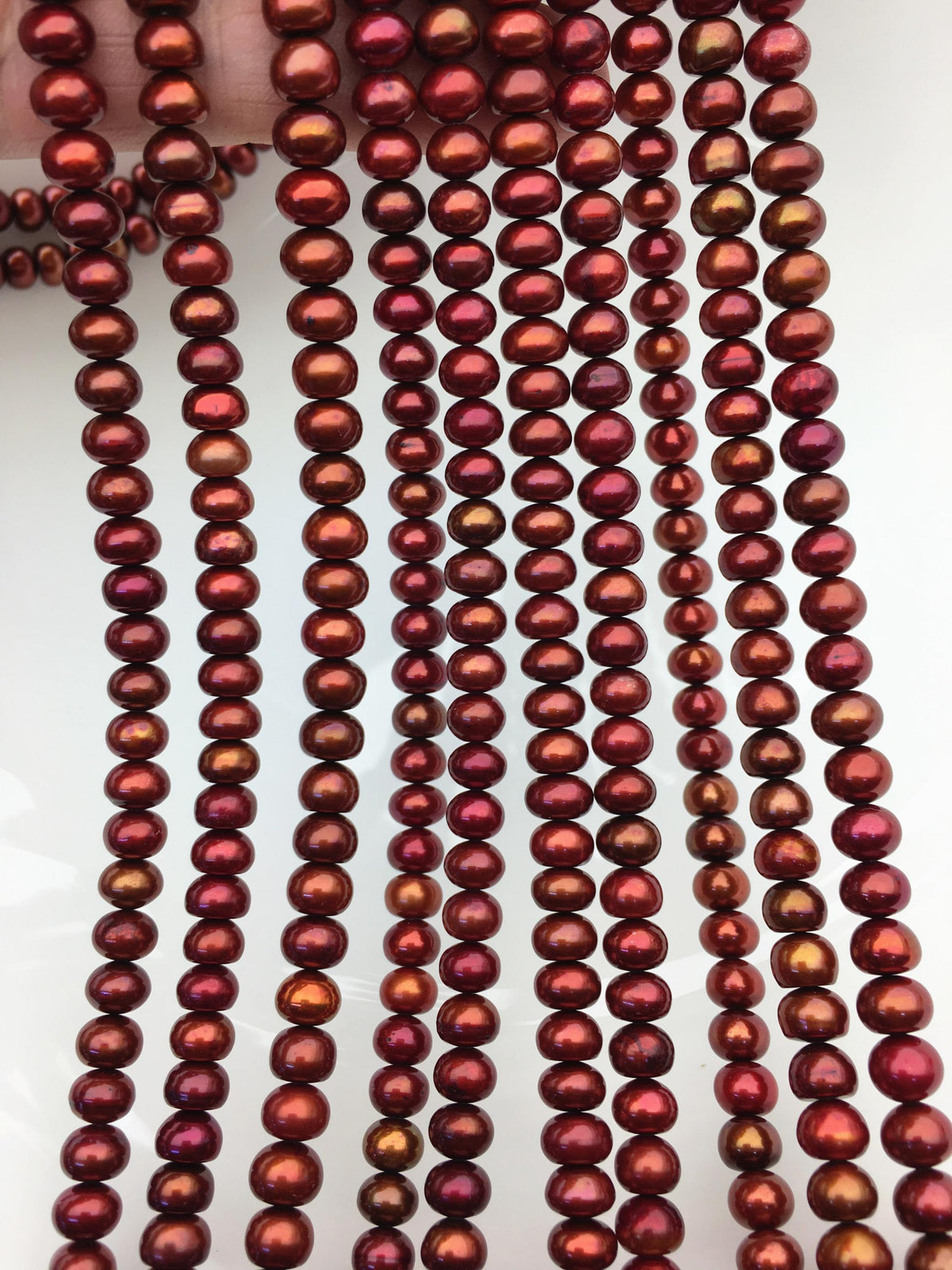 AAA 6-6.5mm brown button round freshwater pearls,full strand,loose button pearl,6mm Rondelle pearl Beads,SM6-T1