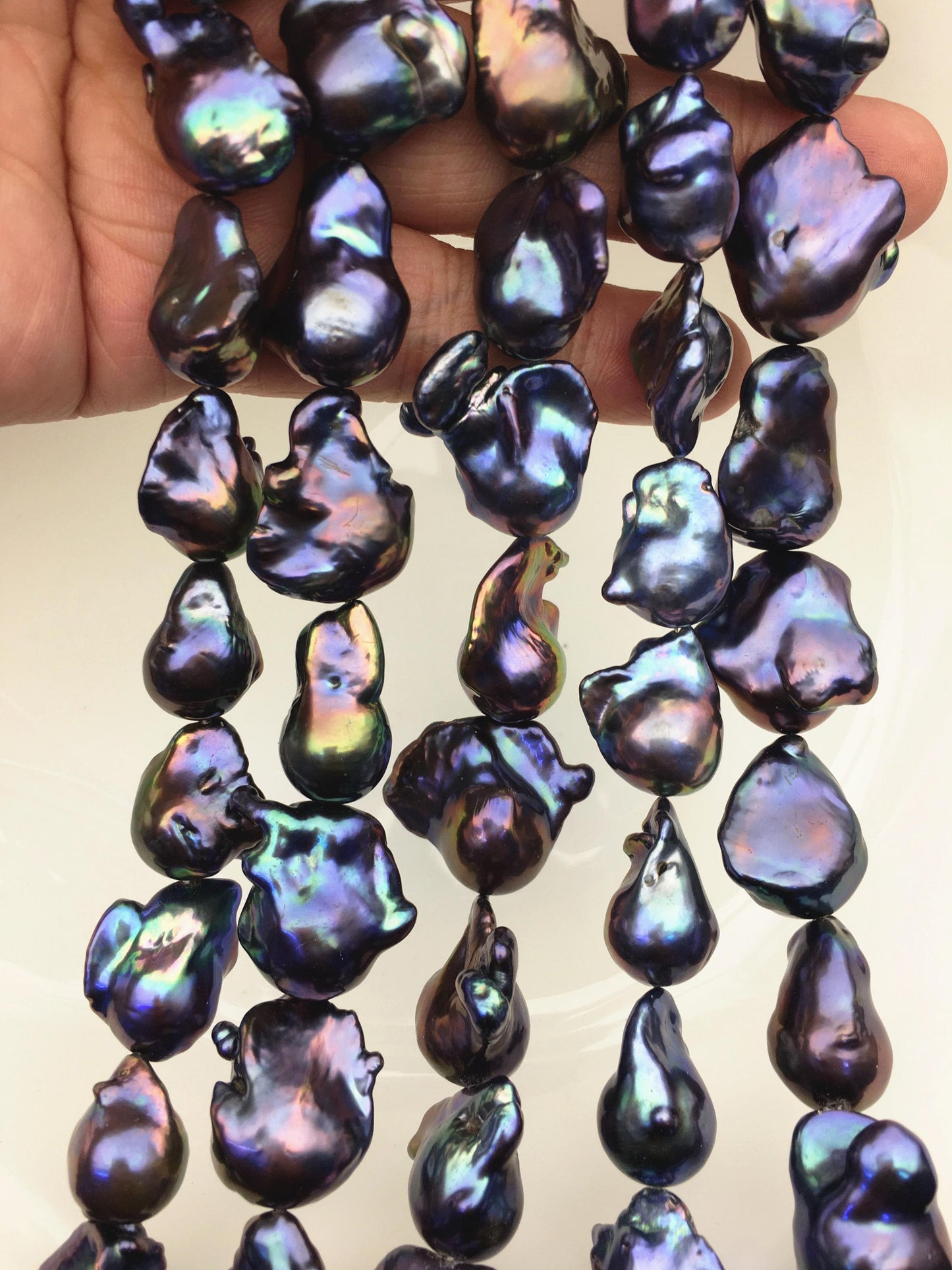 15.5'' AAA 12-17mm Black Rainbow flame ball pearl,FL15-3A-7-22