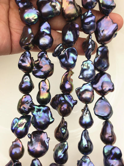15.5'' AAA 12-17mm Black Rainbow flame ball pearl,FL15-3A-7-22
