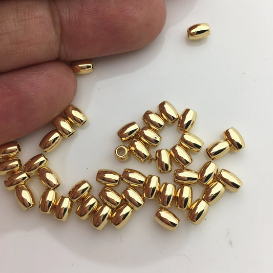 20pcs 4x5.5mm Yellow Gold Ellipse Gold Beads,copper plated 18k solid gold,AAL-003-11