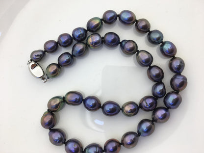 17'' AA+ 8-10mm green black drop pearl Necklace,Pearl necklace,NPN1-014