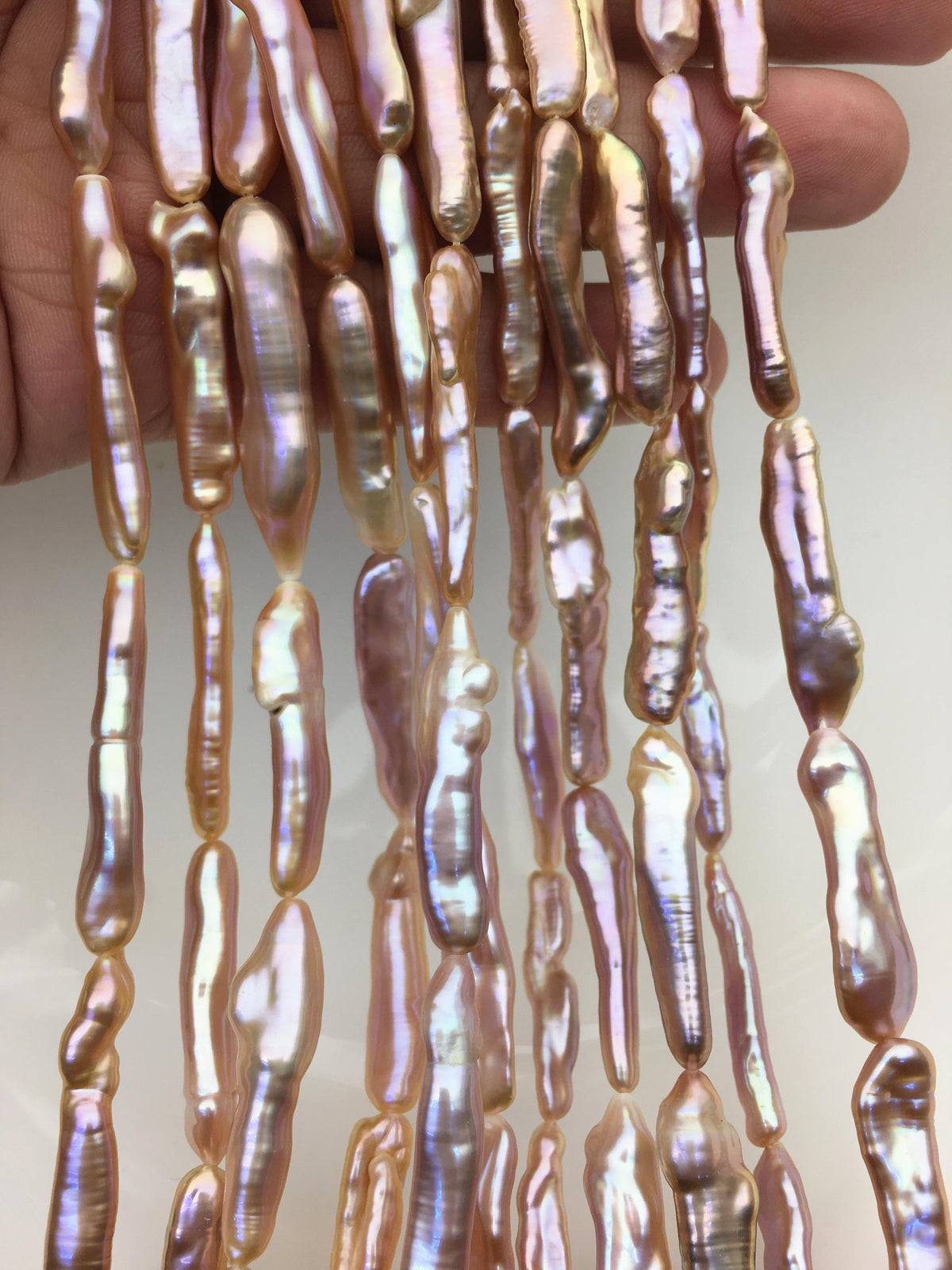 15.5'' AAA 4-7mm natural light purple rainbow Toothpick pearls,ZS-80-25-9