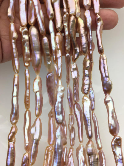 15.5'' AAA 4-7mm natural light purple rainbow Toothpick pearls,ZS-80-25-9
