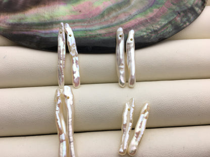 1 pair 3-5x25-30mm White Toothpick pearls Pair,for make dangle earrings,baroque pearl,loose pearl beads,ZS-127-62-44
