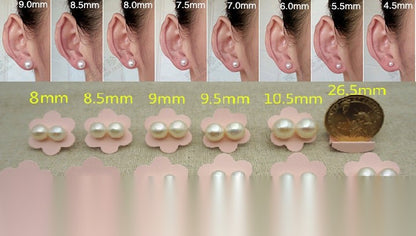 SELECT SIZE-One pair white pink purple pearl stud earrings,button round Pearl studs,Sterling silver,Christmas,Wedding,birthday,SE1-008