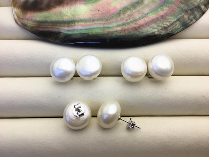 2 pairs AA+ 12-13mm big white nugget baroque Pearl Stud Earrings,freshwater pearl earrings,Wedding,classic pearl studs,SE1-069-25