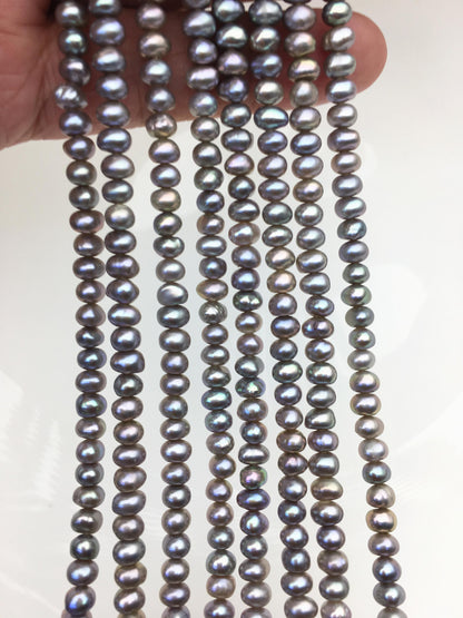 AA+ 4.5-5mm tiny gray button round freshwater pearls,Rondelle pearl Beads,white loose pearl strands,SM4-2A-21