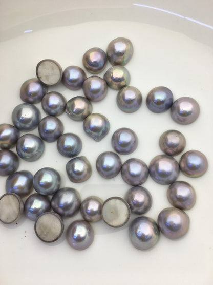 39pcs AA+ 13-16mm gray Baroque half ball cut Freshwater Pearls,no hole,MB-T4