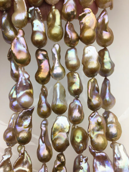 15.5'' AAA 11-14mm Natural Bronze Rainbow flame ball pearl,FL15-3A-7-10