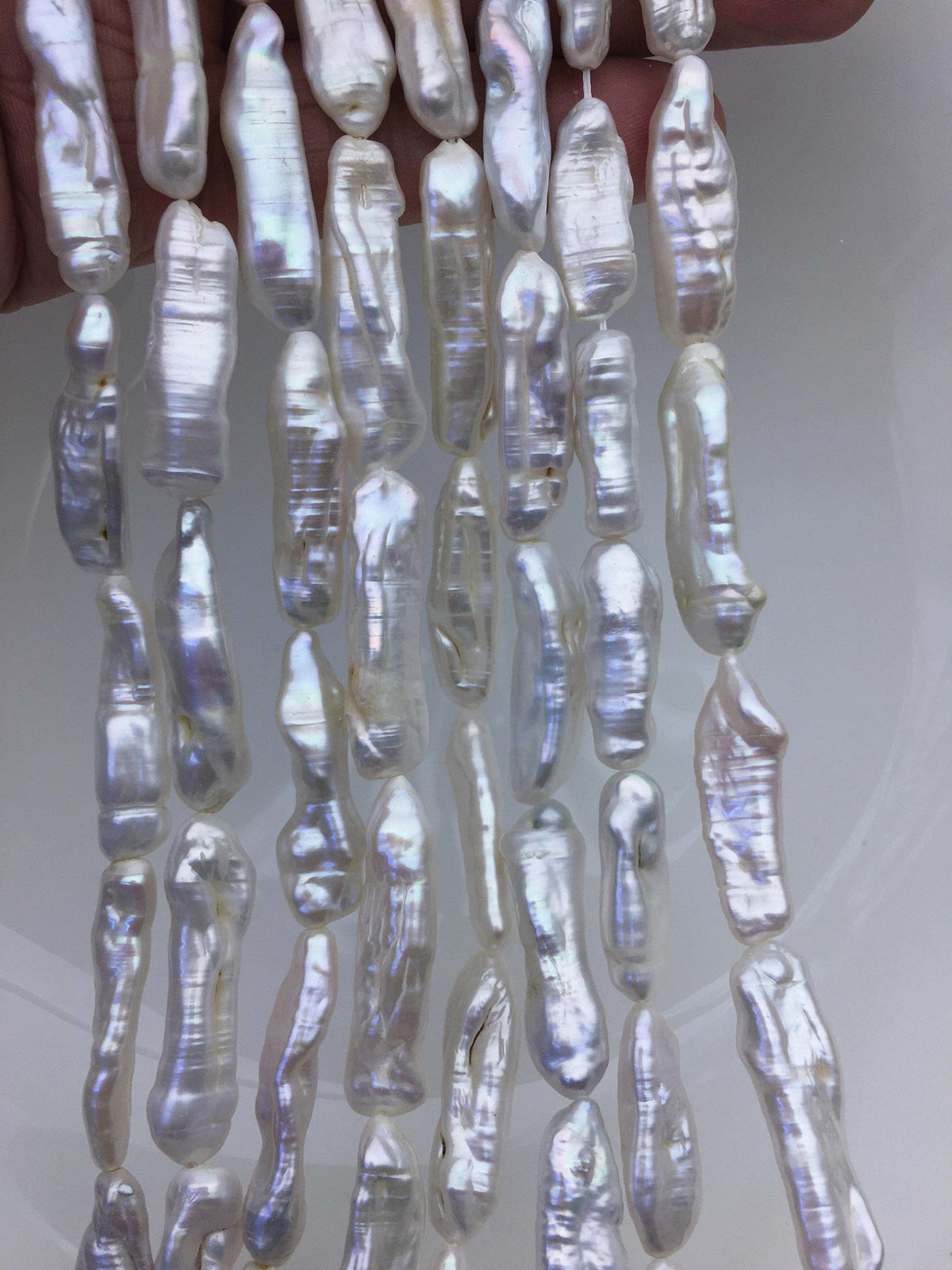 AA 6-9mm white Thick Keshi Biwa Pearl Necklace,ZS-200-120-5