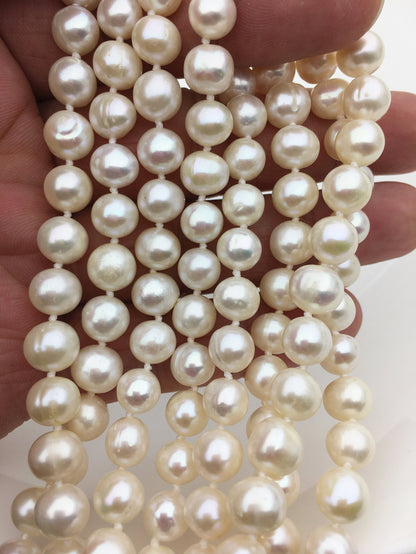 52'' 8mm white near round freshwater pearl Necklace,white Pearl necklace,NPN1-T14
