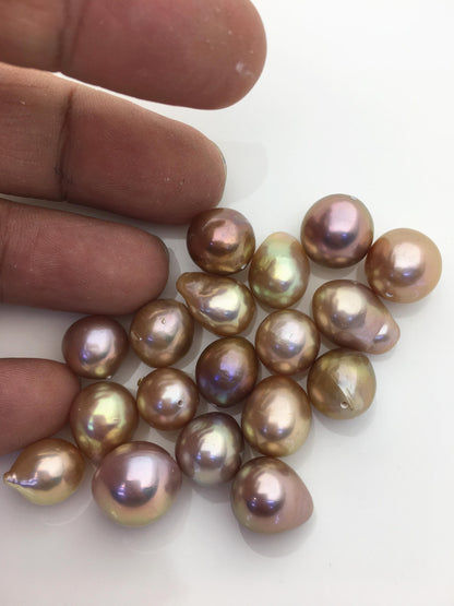 18pcs AAA 10-11mm Natural Rainbow teardrop Edison Freshwater Pearl,top half hole,ED10-3A-2-29