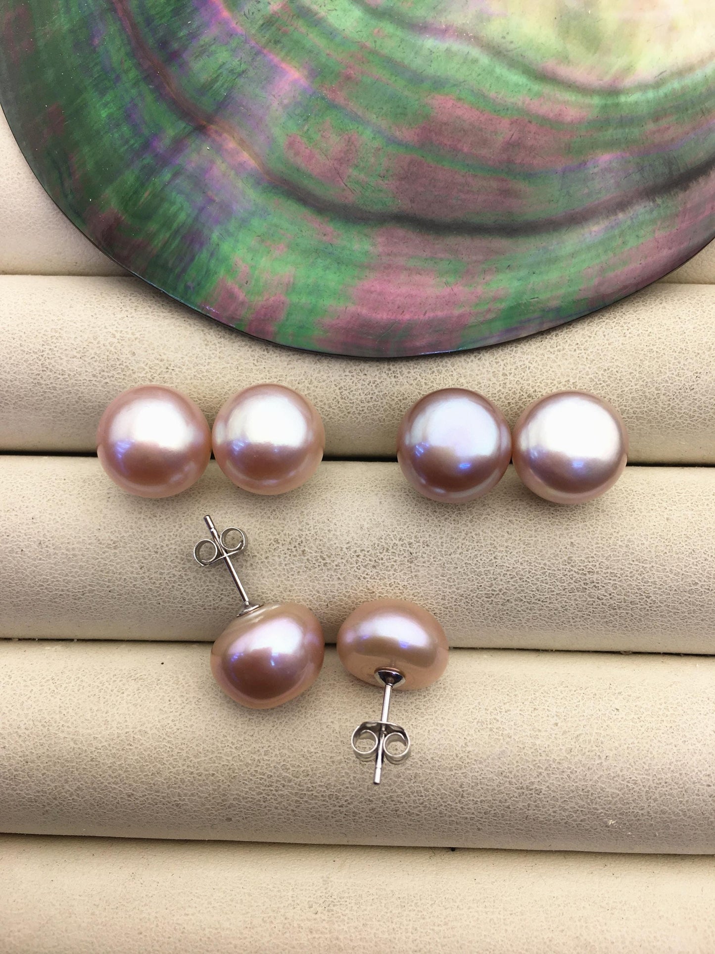 1 pair AAA 11-12mm purple button round Pearl Stud Earrings,freshwater pearl earrings,Wedding,classic pearl studs,SE1-069-23