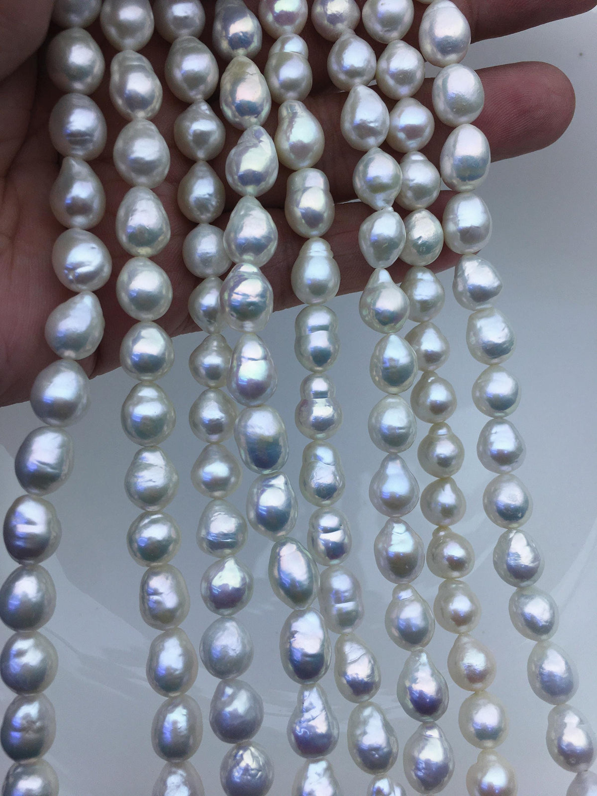 AAA 7-9mm white baroque drop Edison Freshwater Pearl,ED12-2A-5-42