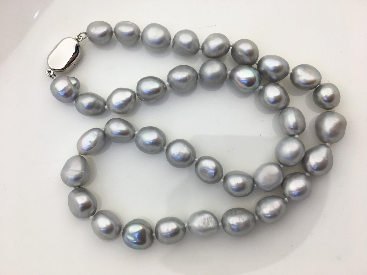 17.5'' AAA 9.3-10.3mm gray nugget pearl Necklace,NPN1-T75