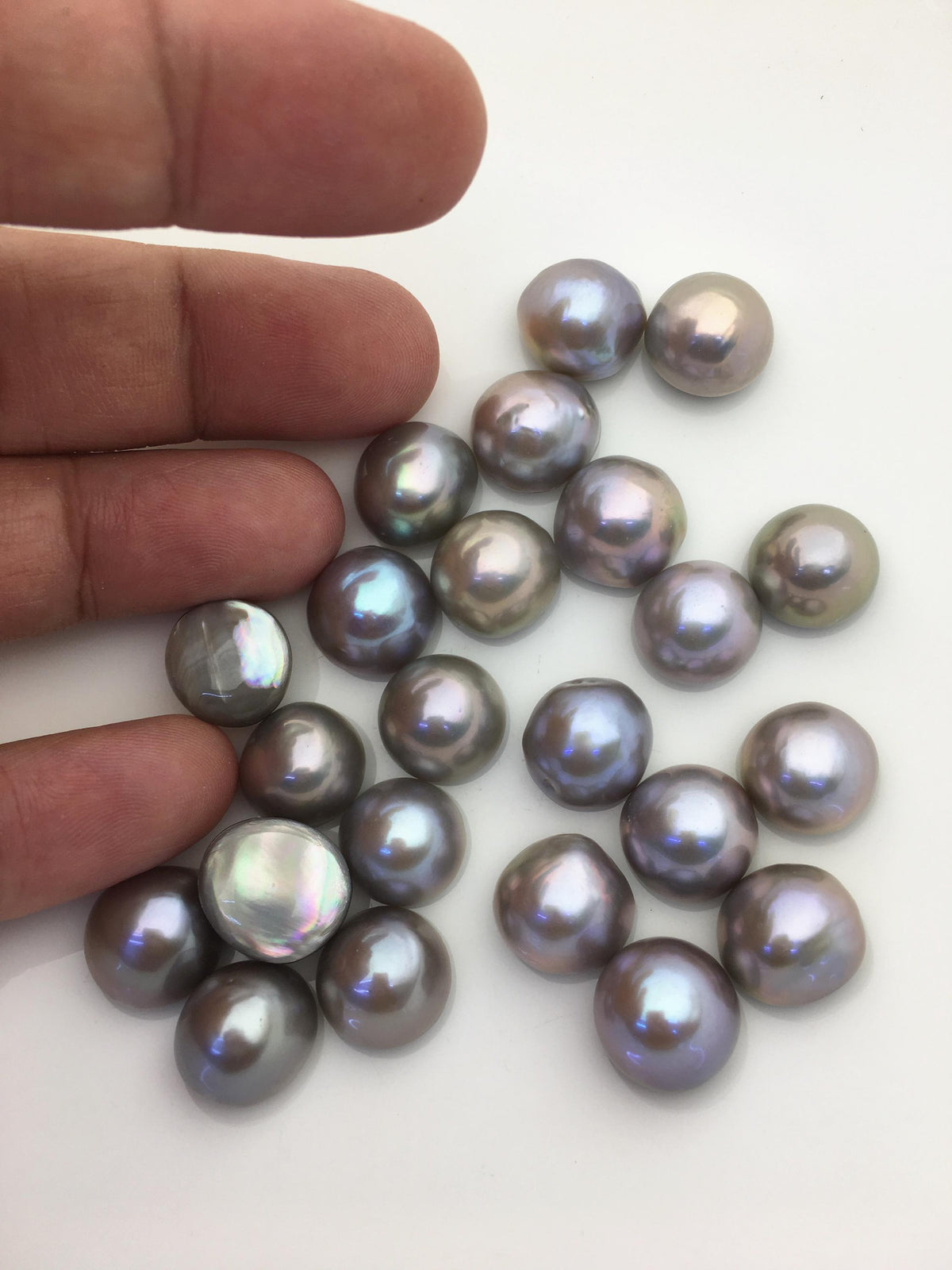 23pcs AAA 13-14mm Gray Purple Baroque Mabe Natural Rainbow Freshwater Pearls,no hole,MB-T37