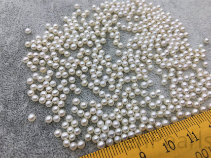 10pcs AAA 2.8-3.0mm white near round seed freshwater pearls,half hole,through hole,Half Drilled Pair For Earrings or Rings,RP2-3A-2-2