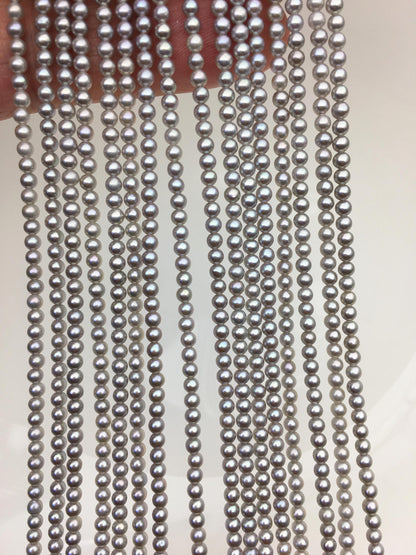 AAA 2.5-3mm tiny gray round freshwater pearls,Rondelle pearl Beads,gray freshwater pearl,loose strands,RP2-3A-19