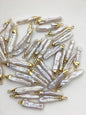 10pcs AA 5-8mm White Biwa Pearl Pendant with Gold Electroplated Edge for make Earrings bracelet necklace,EDG-019
