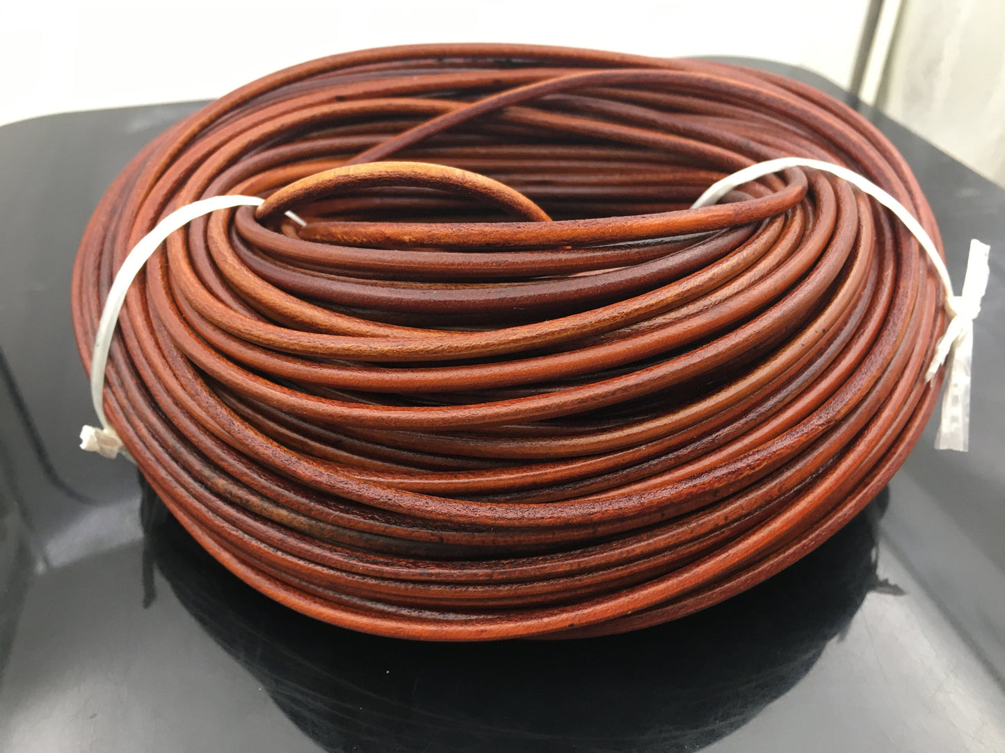 5 yards 4mm Dark Tan Color Round Leather Cord,Wholesale Jewelry Supplies,Distressed Matte Finish,LC4-010