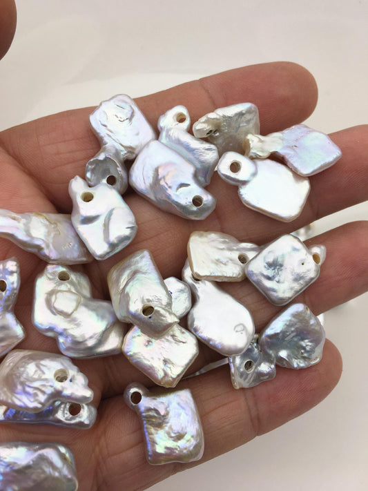 20pcs AA+ 11-13mm white baroque freshwater pearls,2.2mm top large big hole,ZS-103-13