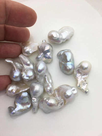 13pcs AAA/AA+ 15-19mm White Flame ball Pearl - no hole,FL15-T4-54