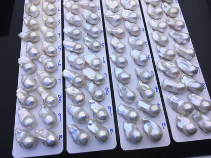 AAA 13-15x18-22mm White Flame ball Pearl Pairs - large Baroque freshwater pearl pairs,top half hole,FL15-3A-8-73